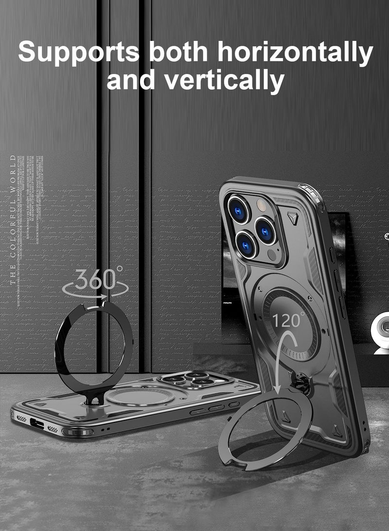 iPhone 16 Pro/Pro Max MagSafe Case Cover with Ring Holder - Anti-Scratch, Air-Guard Corners, Ultra Slim Transparent, Magnetic Magsafe Cover, Unique Industrial Style Design - Image 5