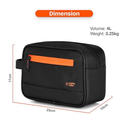 Nasher Miles Stash Toiletry Kit | Cosmetic Bag | PU & Polyester | Travel Pouch Organizer | Multipurpose Storage Compartments & Carry Handle | Travel Accessory for Men & Women (Black) - Image 4