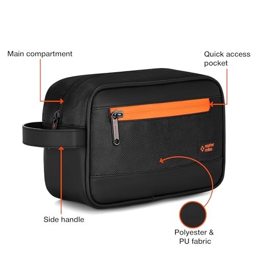 Nasher Miles Stash Toiletry Kit | Cosmetic Bag | PU & Polyester | Travel Pouch Organizer | Multipurpose Storage Compartments & Carry Handle | Travel Accessory for Men & Women (Black) - Image 2