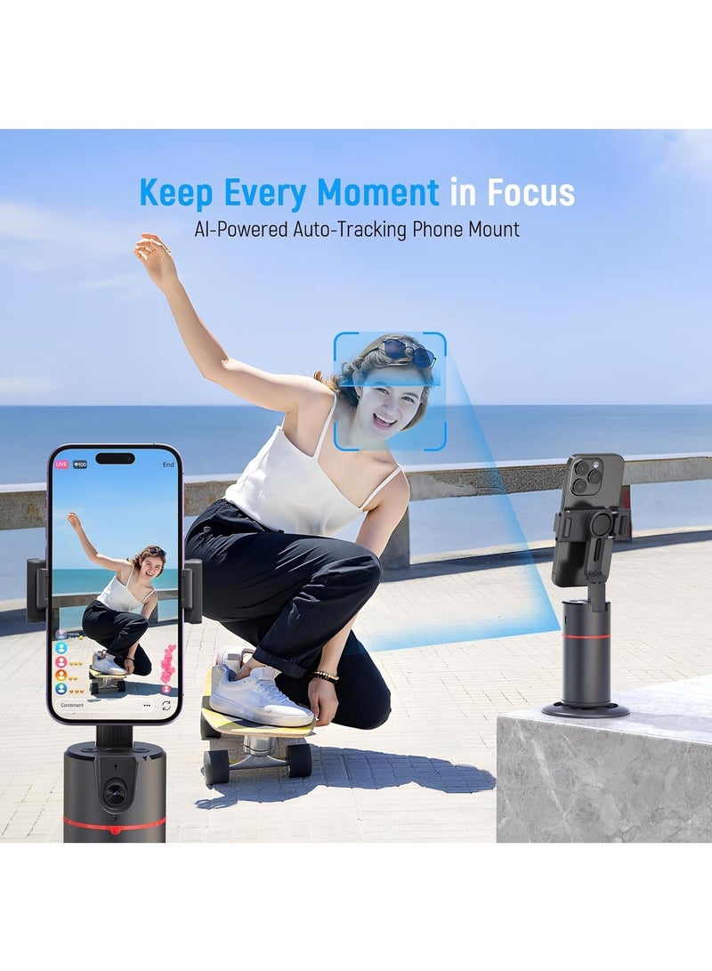 Auto Face Tracking Tripod with Fill Lights No App Required 360° Rotation Body Phone Camera Mount with Detachable Remote Smart Shooting Holder Gesture Control for Live Vlog Streaming Video - Image 2