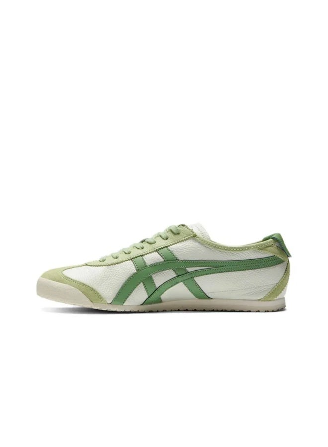 TIGER Onitsuka Tiger Mexico 66 Leather Sneakers in Cream and Green Size45