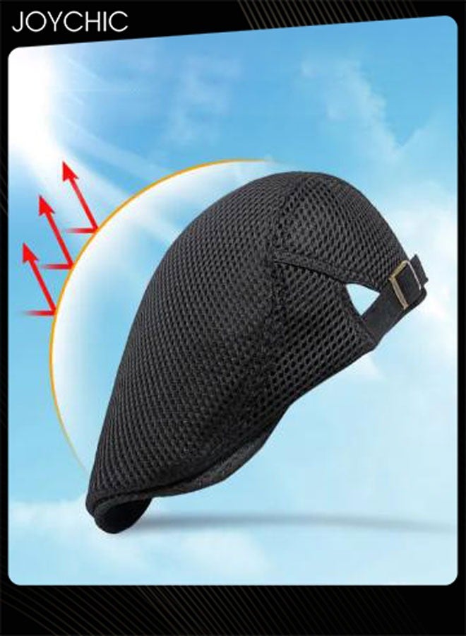 Joychic قبعة بيري للرجال قبعة شبكية قبعة جولف قيادة شمسية مسطحة قابلة للتنفس طراز غربي كلاسيكي قبعة بيري عتيقة قبعة غير رسمية قبعات هيب هوب للرجال - Image 3