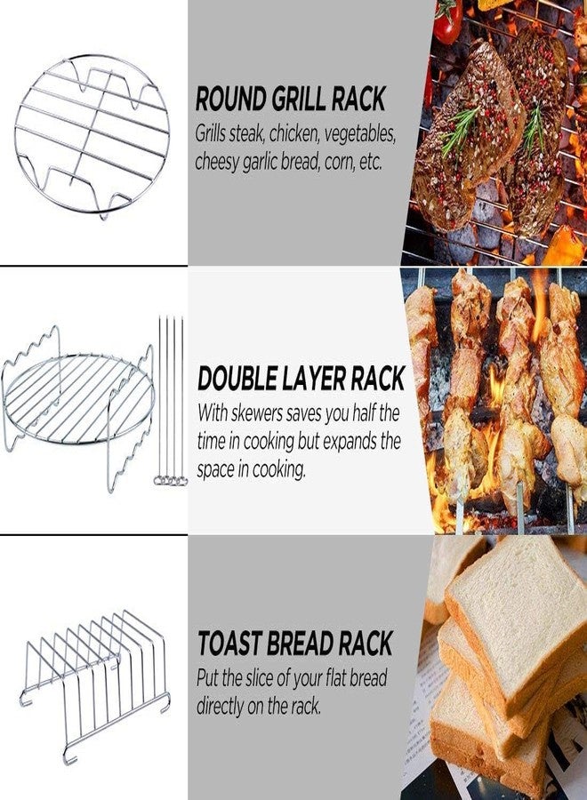 JACKGOLD Air Fryer Accessories Set Fit for Gowise Gourmia Cozyna Ninja,Fit All 3.5qt-4.5qt Air Fryer,Kits with Skewers Silicone Mat,Pizza Pan,Cake Barrel,Non-Stick,Dishwasher Safe,Universal,7 Inch 10pcs,Black - Image 5