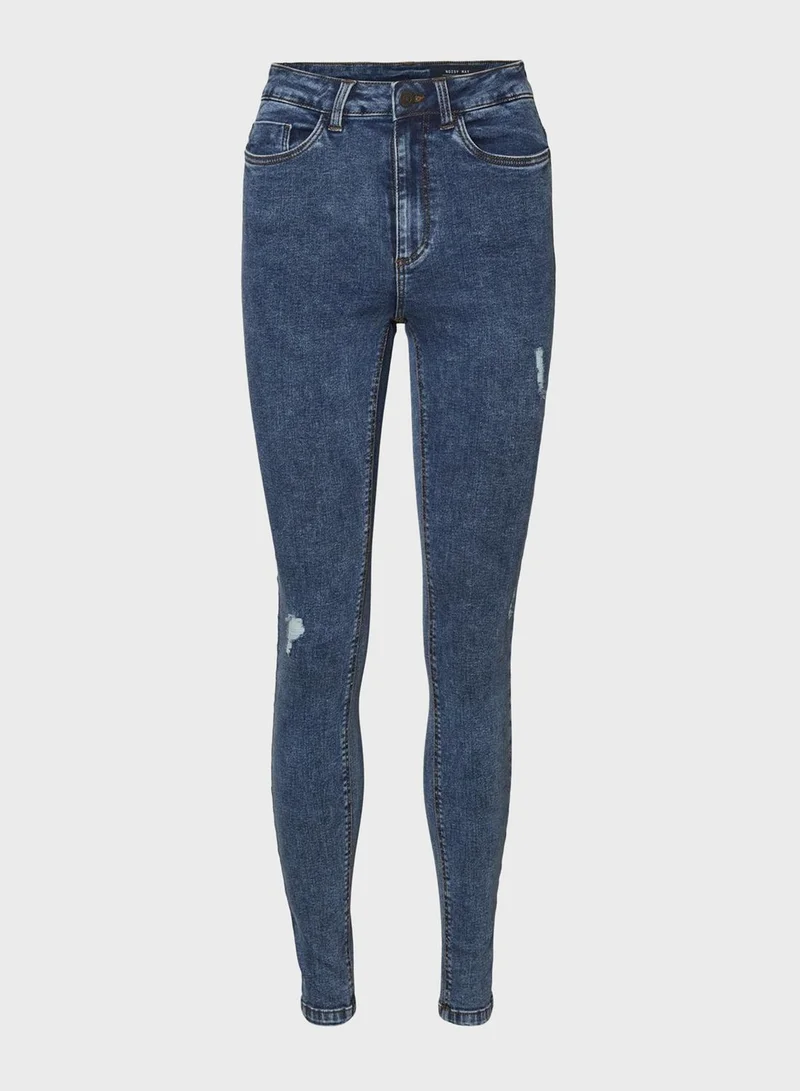 NOISY MAY Callie Ripped Skinny Jeans