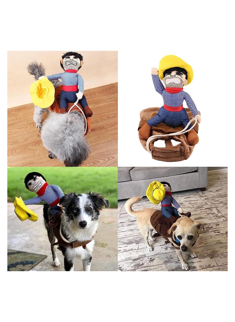 KASTWAVE - Dog Costume Cowboy Rider Gladiator Knight Style Dogs Clothes with Doll and Hat Funny Cosplay Knight Riding Clothes for Birthday Party Outfit Festival M Size - Image 1
