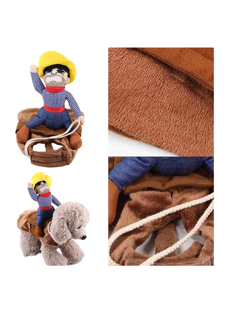 KASTWAVE - Dog Costume Cowboy Rider Gladiator Knight Style Dogs Clothes with Doll and Hat Funny Cosplay Knight Riding Clothes for Birthday Party Outfit Festival M Size - Image 1