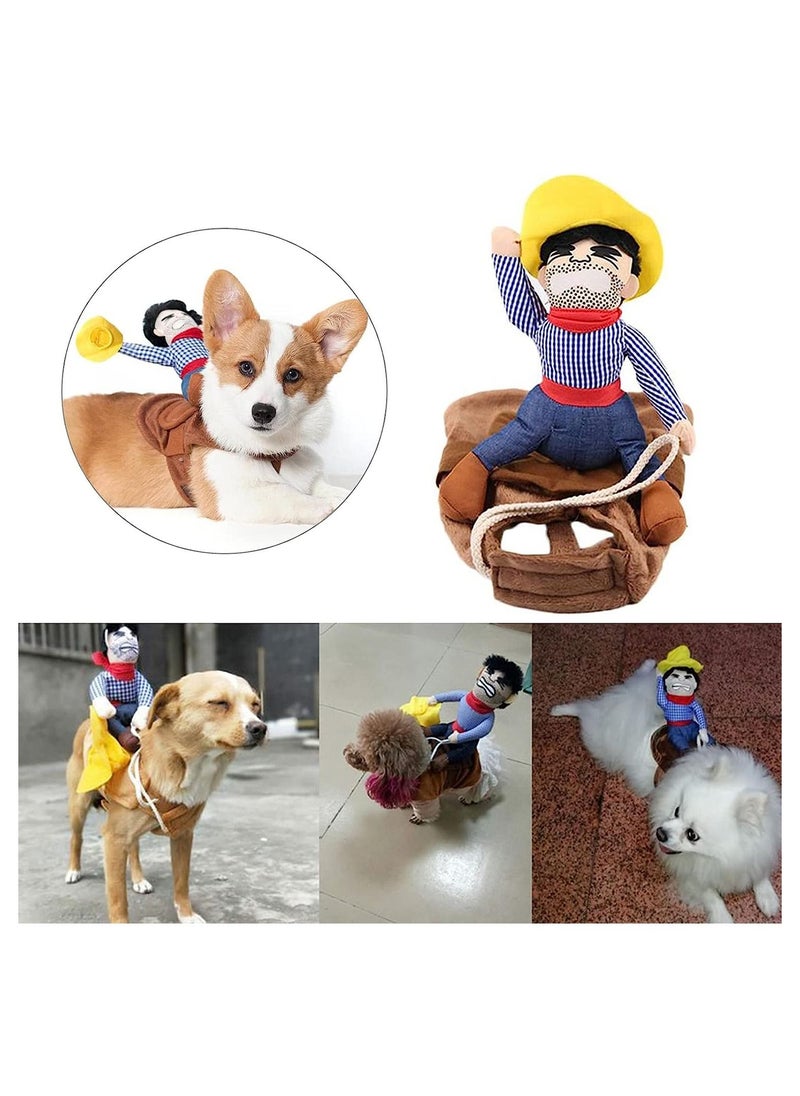KASTWAVE - Dog Costume Cowboy Rider Gladiator Knight Style Dogs Clothes with Doll and Hat Funny Cosplay Knight Riding Clothes for Birthday Party Outfit Festival M Size - Image 1