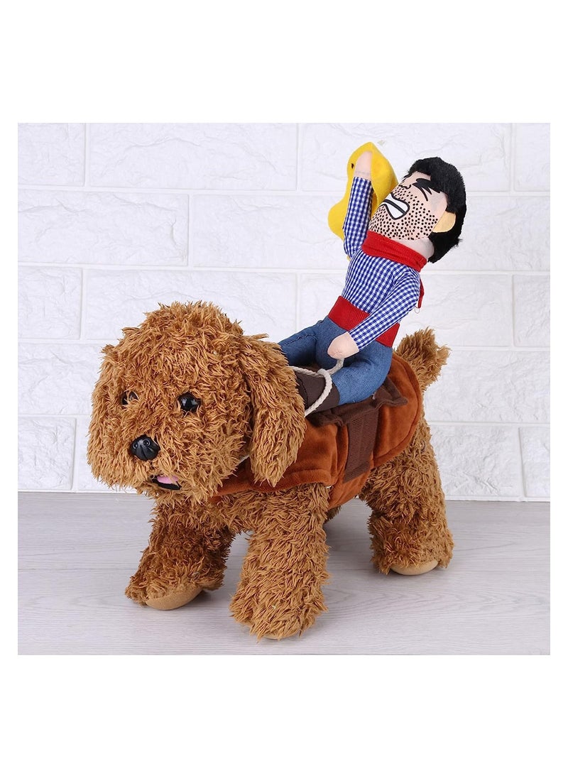 KASTWAVE - Dog Costume Cowboy Rider Gladiator Knight Style Dogs Clothes with Doll and Hat Funny Cosplay Knight Riding Clothes for Birthday Party Outfit Festival M Size - Image 1