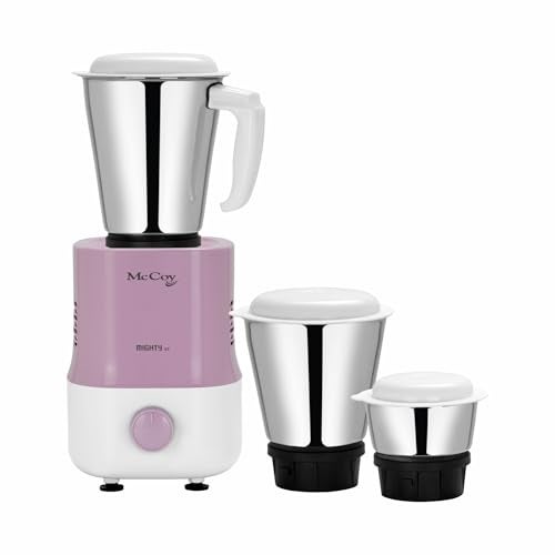 McCoy Mighty X5 Mixer Grinder | 3 SS Jars | 500 W Mixi | Hybrid Motor with 2 Years Warranty | Light Purple & White - Image 1