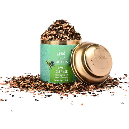 OH CHA - Liver Cleanse Tea | Liver Detox Tea with Milk Thistle, Harad, Mango, Manjishtha, Licorice & Green Tea | Milk Thistle Tea for Fatty Liver | Reduces Inflammation, Protects Liver | 35gms - Image 1