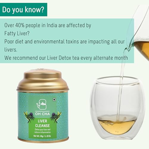 OH CHA - Liver Cleanse Tea | Liver Detox Tea with Milk Thistle, Harad, Mango, Manjishtha, Licorice & Green Tea | Milk Thistle Tea for Fatty Liver | Reduces Inflammation, Protects Liver | 35gms - Image 2