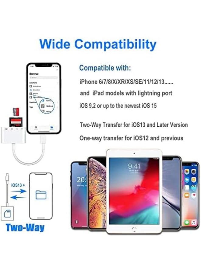 قارئ بطاقات Sd لهاتف Iphone Ipad مع محول قارئ بطاقات Micro Sd منفذ نوع C قارئ بطاقات الذاكرة منفذ Sd منفذ بطاقة Sd التوصيل والتشغيل  - Image 3