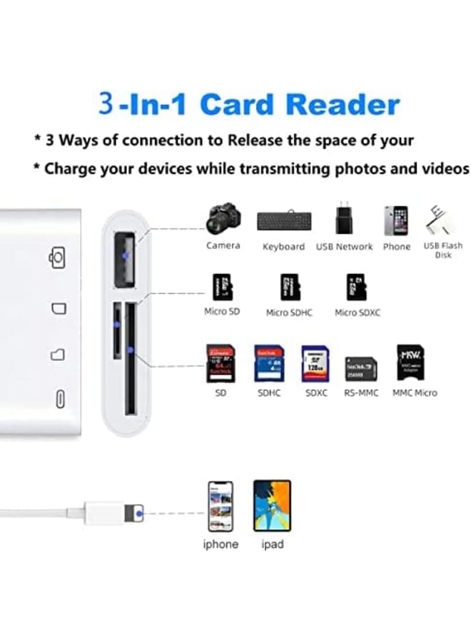 قارئ بطاقات Sd لهاتف Iphone Ipad مع محول قارئ بطاقات Micro Sd منفذ نوع C قارئ بطاقات الذاكرة منفذ Sd منفذ بطاقة Sd التوصيل والتشغيل  - Image 2