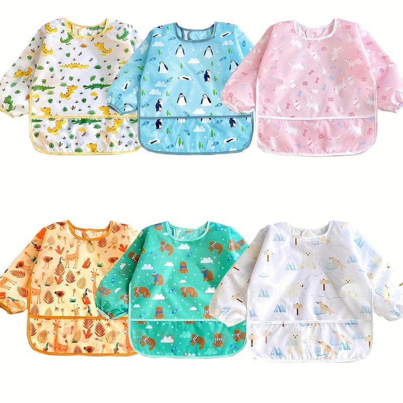 Blue Dinosaur Cartoon Printed Childrens Feeding Bib For Boys And Girls Size M - Image 1