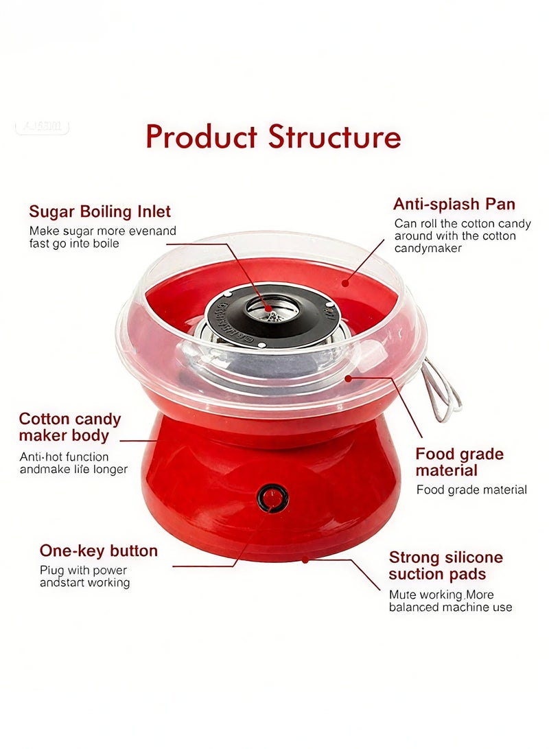 TELANPU Home Cotton Candy Maker | Mini DIY Electric Sweet Floss Machine for Kids | Perfect for Parties & Family Gatherings | Includes Sugar Spoon & Sticks - Image 2