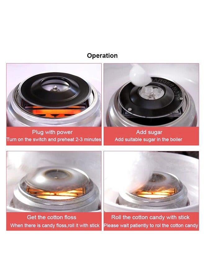 TELANPU Home Cotton Candy Maker | Mini DIY Electric Sweet Floss Machine for Kids | Perfect for Parties & Family Gatherings | Includes Sugar Spoon & Sticks - Image 5