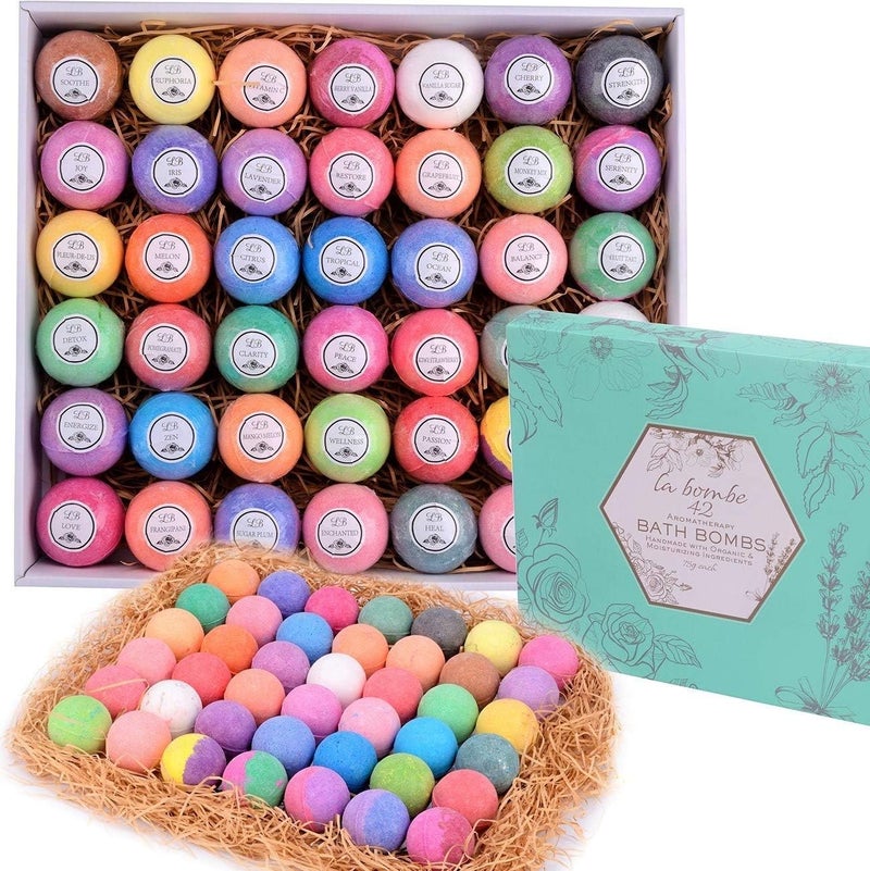 Mothers Day Bath Bomb Gift Set  42 Moisturizing Bath Bombs for Women  Men Birtday Gift Bath Bombs Ideal Gift Set 100 Natural Sulfate  Paraben Free