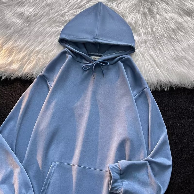 2022 Hooded Sweatshirt Men Casual Long Sleeve Solid Spring Autumn G0 pink  - Image 4