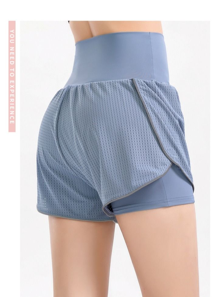 Loquat Exercise Fitness Running Speed Dry Shorts Blue  - Image 2
