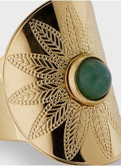 Lady Mauve IRIS FLOWER GREEN STONE RING  - Image 3