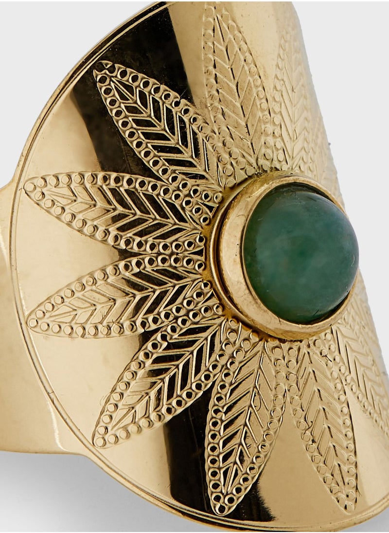 Lady Mauve IRIS FLOWER GREEN STONE RING  - Image 3