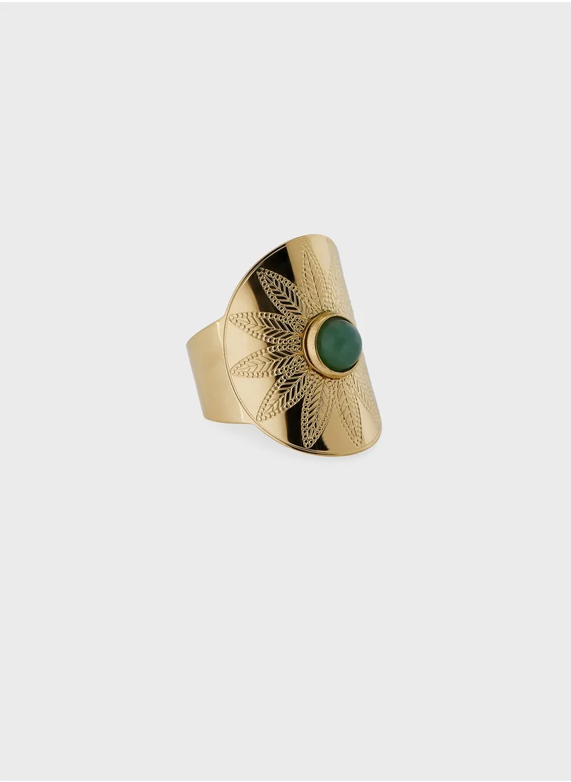 ليدي موف IRIS FLOWER GREEN STONE RING