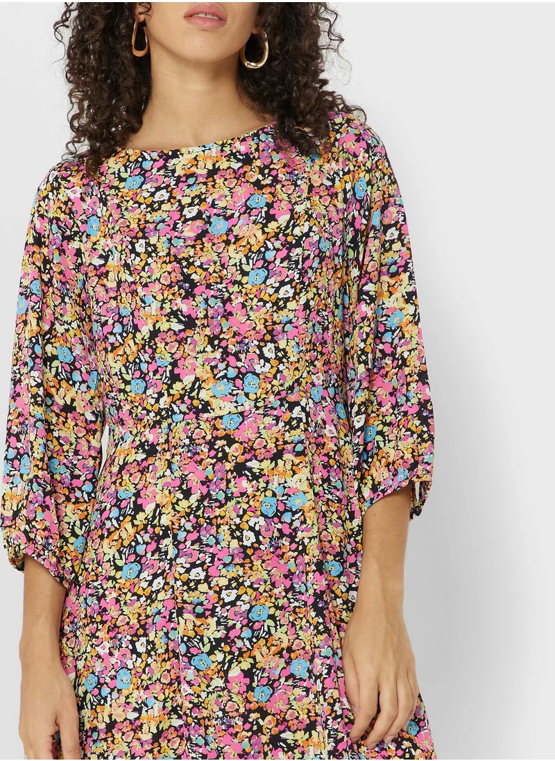 ONLY Floral Puff Sleeve Tiered Dress