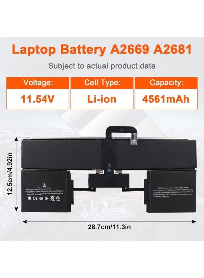 Battery for MacBook Air 13" M2 2022 - A2669 A2681 Replacement Battery (11.54V 52.6Wh) - Image 3