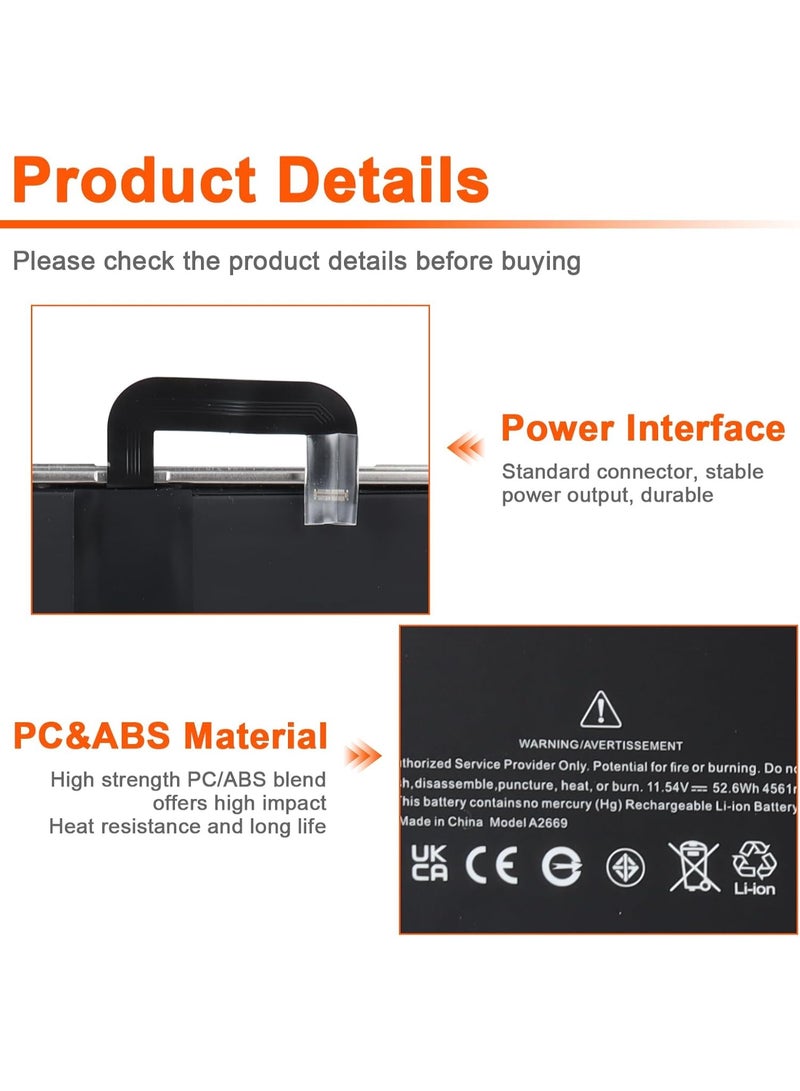 Battery for MacBook Air 13" M2 2022 - A2669 A2681 Replacement Battery (11.54V 52.6Wh) - Image 4