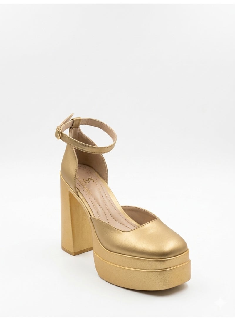 لايف ستيلاش  أحذية كعب عالي ساتان H-14 - ذهبي - Image 2