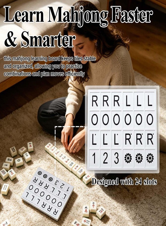 Shudyear Mahjong Practice Board Solo Trainer with 24 Slots RLO Charleston Guide Portable Mahjong Learning Tool for Strategy Training Beginners and Experienced Players(Black) - Image 4