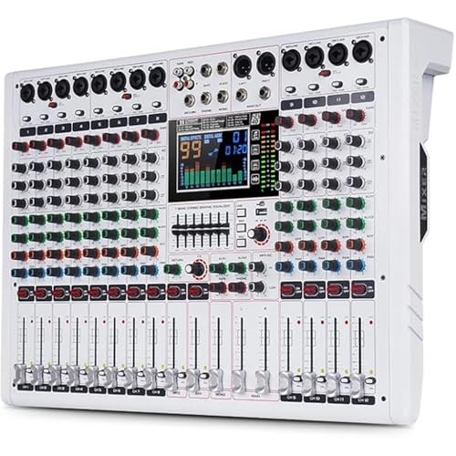 Yamnweo GF12 PRO Multi-Function 12-Channel Audio Mixer Large LCD Color Screen Stage Performance Mixer Isolated Independent Mute Built-in 7-Stage Equalizer and 99 Reverb DJ Mixer for Performances - Image 1