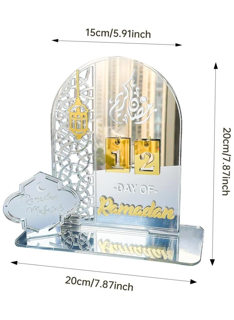 Eworld - Ramadan Wooden Advent Calendar, Elegant Countdown Decoration with Acrylic Craft Ornaments for Home, Eid Celebrations, and Kids' Gifts, Featuring a 30-Day Countdown - Image 1
