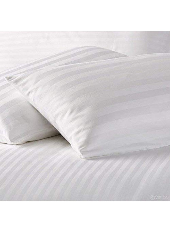 Daksh Sateen Stripe 300 TC Cotton Pillow Cover, 20 x 36 inch, White, 2 Pieces - Image 2