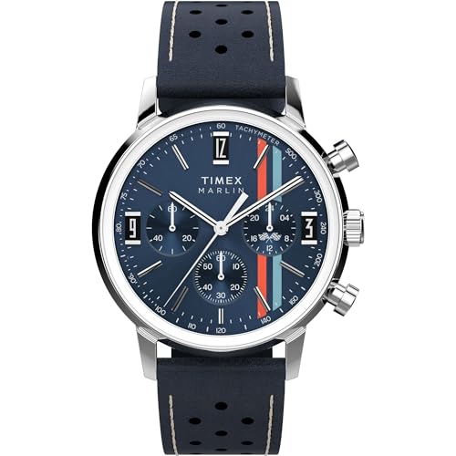 Timex Mens Marlin 40mm Watch Blue Strap Blue Dial Stainless Steel Case - Image 1