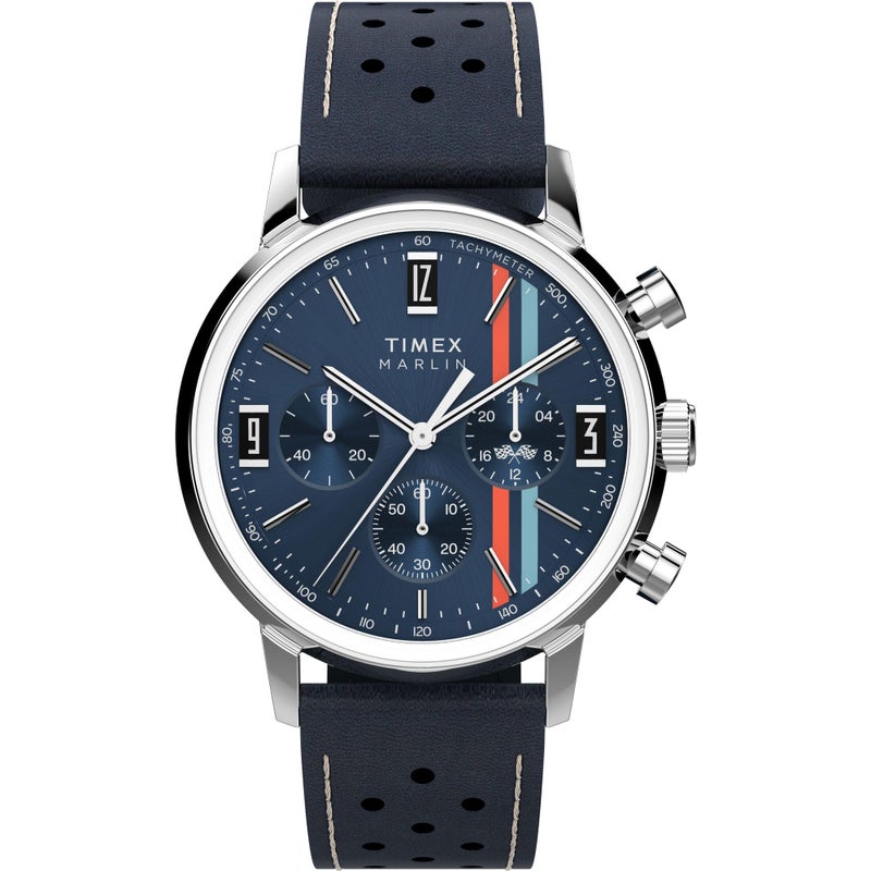 Timex Mens Marlin 40mm Watch Blue Strap Blue Dial Stainless Steel Case - Image 2