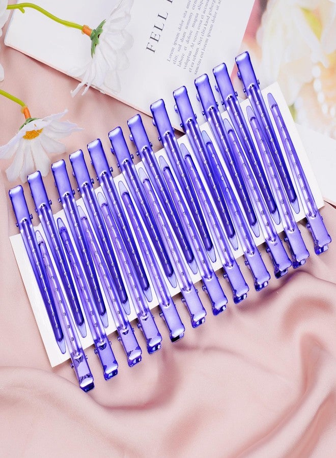 Bantoye 24 Packs Duck Bill Clips, Bantoye 3.35 Inches Rustproof Metal Alligator Curl Clips with Holes for Hair Styling, Hair Coloring, Bright Purple - Image 4