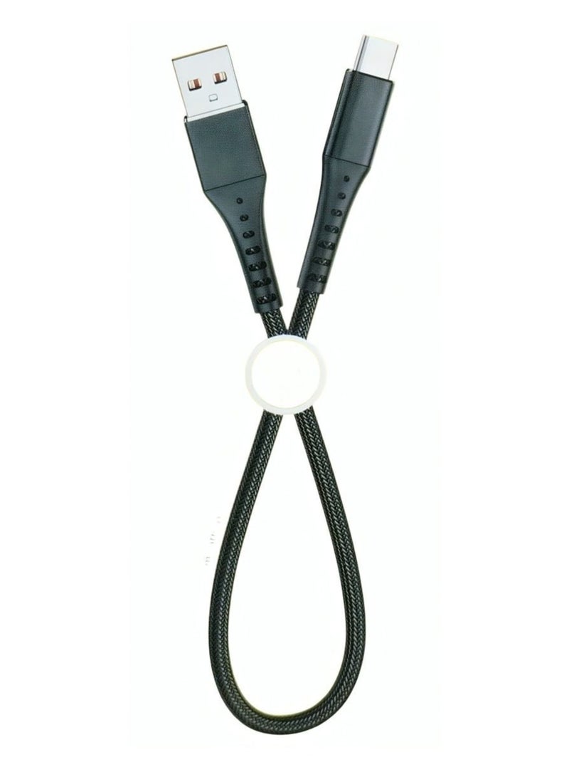 Micro USB Braided Nylon Charging Cable 30cm Black