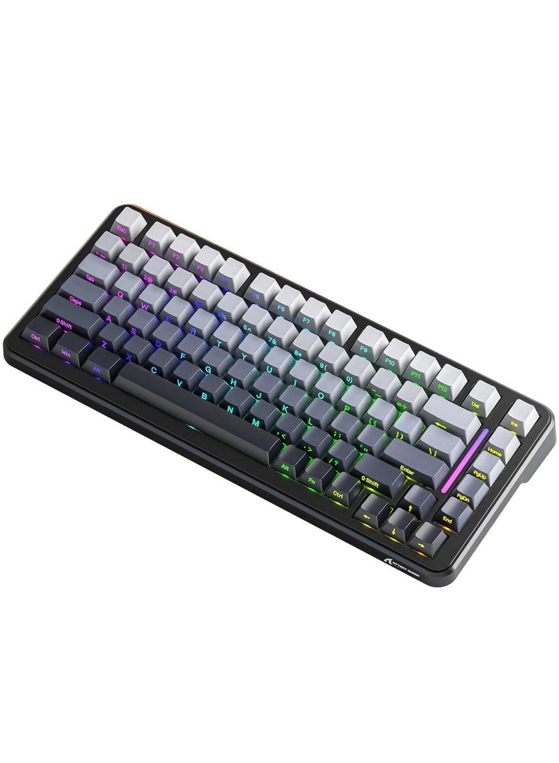 Attack Shark M86 83 Keys Wireless Mechanical Keyboard, 75% Gasket Hot Swappable Custom Keyboard, Side Printed PBT Keycaps, RGB Backlit, Pre-lubed Switches, BT/2.4GHz/ Wired Mechanical Gaming Keyboard - Image 2