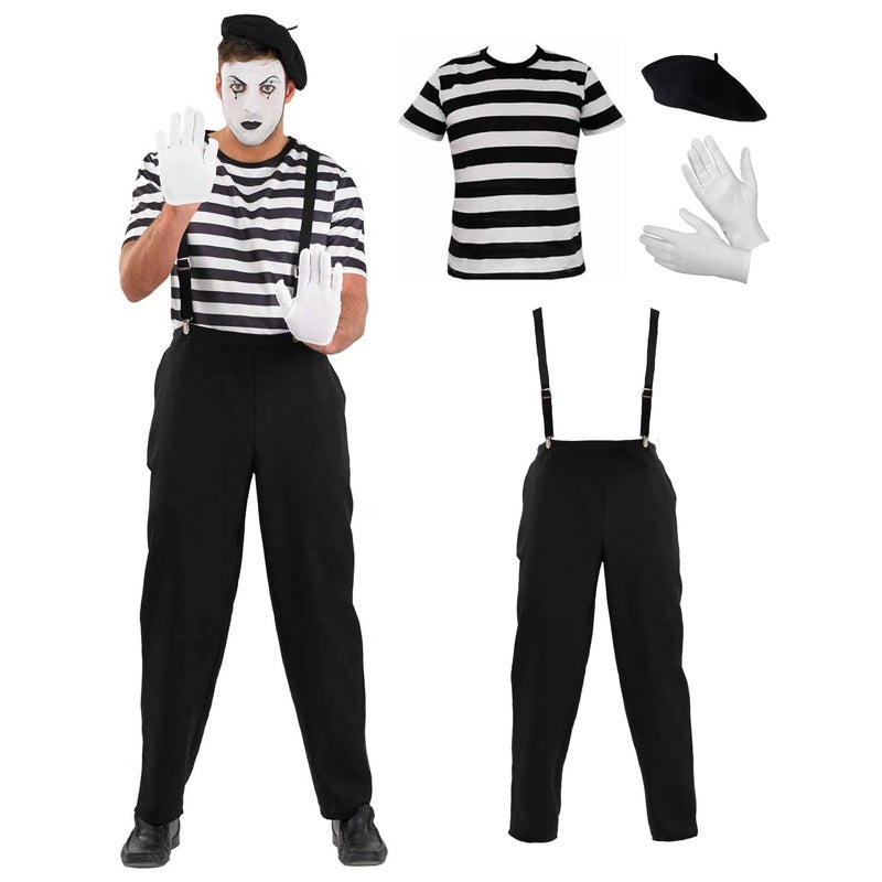 Fun Shack Mime Artist Costume, Mime Costume Men, French Mime Costume, Mime Fancy Dress X-Large - Image 1