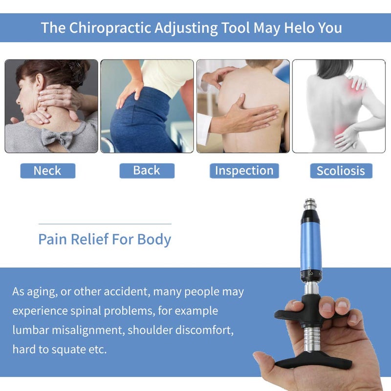 Cimenn 6 Levels Manual Chiropractic Spine Adjusting Corrector Tool, Manual Chiropractic Tool Spine Correction Gun, Adjust Vertebration Cervical Force Spine Massager with 4 Head, for Improve Joint Pain - Image 2