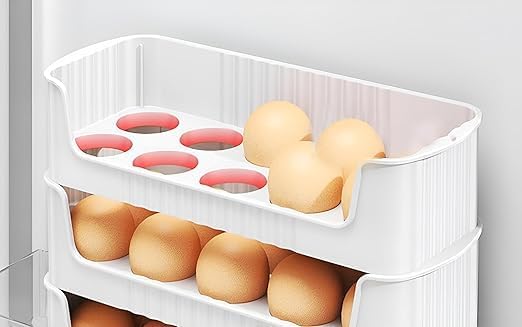 TCSRMART Set of 3 Stackable Egg tray for 30 Egg Holder for Fridge Multifunctional Stackable Refrigerator Egg Storage Organizer Container Egg Tray for Kitchen Fridge Clear BPAFree  - Image 5