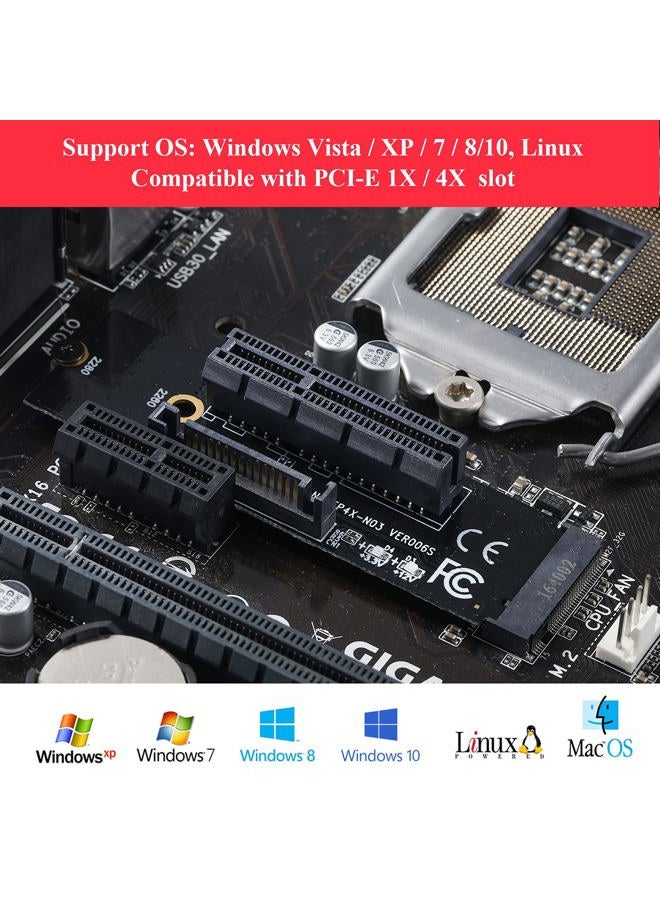 MZHOU M.2 to PCIe 4X Adapter, NGFF M.2 Interface to PCI Express 4X Interface Supports Windows Vista/XP/7/8/10, Linux(2pcs) - Image 2