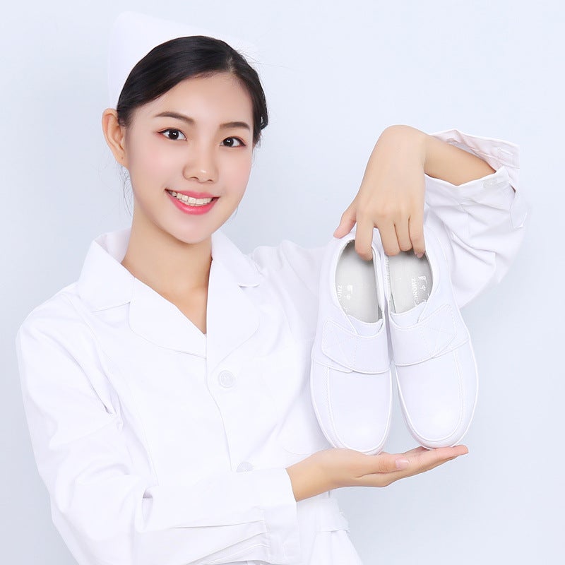 Nurses Shoes White Wedge Cotton Shoes Air Cushion Hospital Work Shoes Non-slip 2022 New Korean Style Winter Soft Leather - Image 4