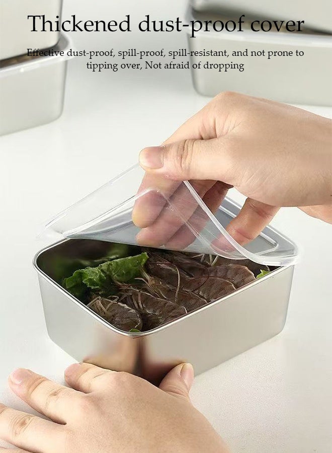 DUNISO 6 قطع حاوية تحضير الوجبات من الفولاذ المقاوم للصدأ، حاويات تخزين الطعام مانعة للتسرب مع غطاء، صندوق محكم للحفاظ على الط freshness، صناديق بينتو قابلة لإعادة الاستخدام أو صندوق فرعي للطعام للعمل، المدرسة، المنزل، الهواء الطلق، النزهة - Image 5