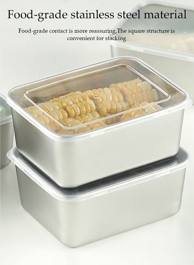 DUNISO 6 قطع حاوية تحضير الوجبات من الفولاذ المقاوم للصدأ، حاويات تخزين الطعام مانعة للتسرب مع غطاء، صندوق محكم للحفاظ على الط freshness، صناديق بينتو قابلة لإعادة الاستخدام أو صندوق فرعي للطعام للعمل، المدرسة، المنزل، الهواء الطلق، النزهة - Image 2