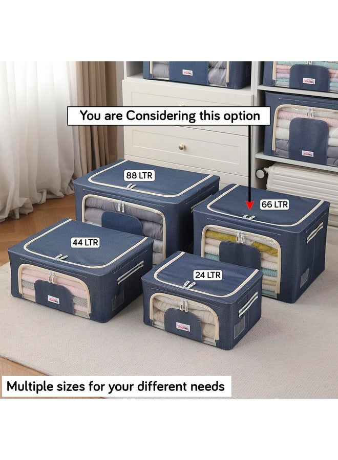 BlushBees Living Box - Wardrobe Organizer, Cloth Storage Bags with Zip - 66 Litre, Pack of 2, Cowboy Blue - Image 3