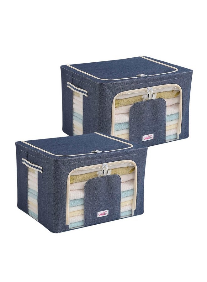 BlushBees Living Box - Wardrobe Organizer, Cloth Storage Bags with Zip - 66 Litre, Pack of 2, Cowboy Blue - Image 1