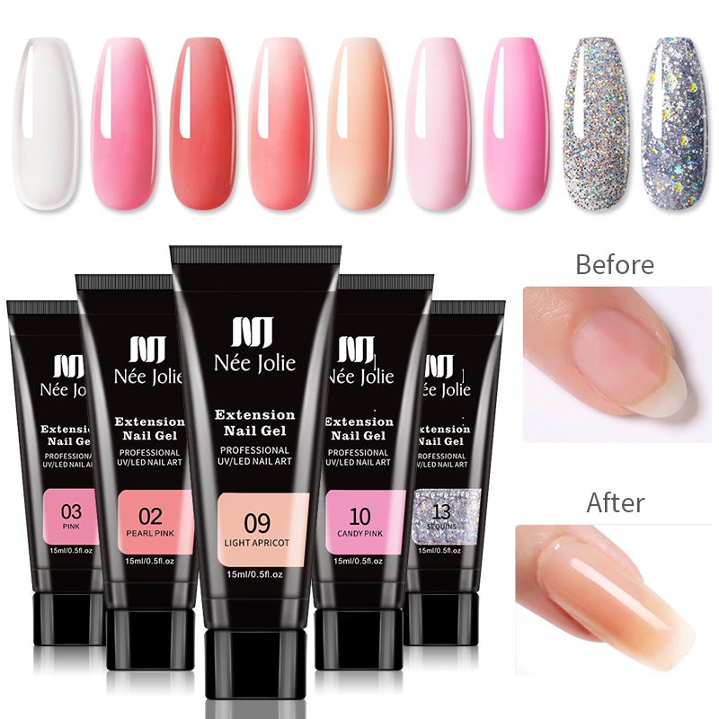 جل تمديد الأظافر ني جولي 15 مل جل كريستال بدون ورق جل علاج الأشعة فوق البنفسجية - Image 3