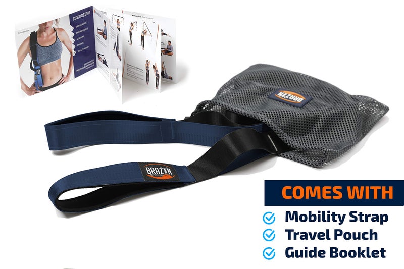 Brazyn - 12 Loop Mobility Stretching Band - Stretch Strap with Loops Physical Therapy Yoga Straps for Stretching Pilates Calf Stretcher Flexibility Running Dance Gymnastics with Travel Bag - Navy Blue - Image 3